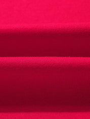 Red textured fabric panel in Striped Patchwork Sleeve Colorblock Sweatshirt