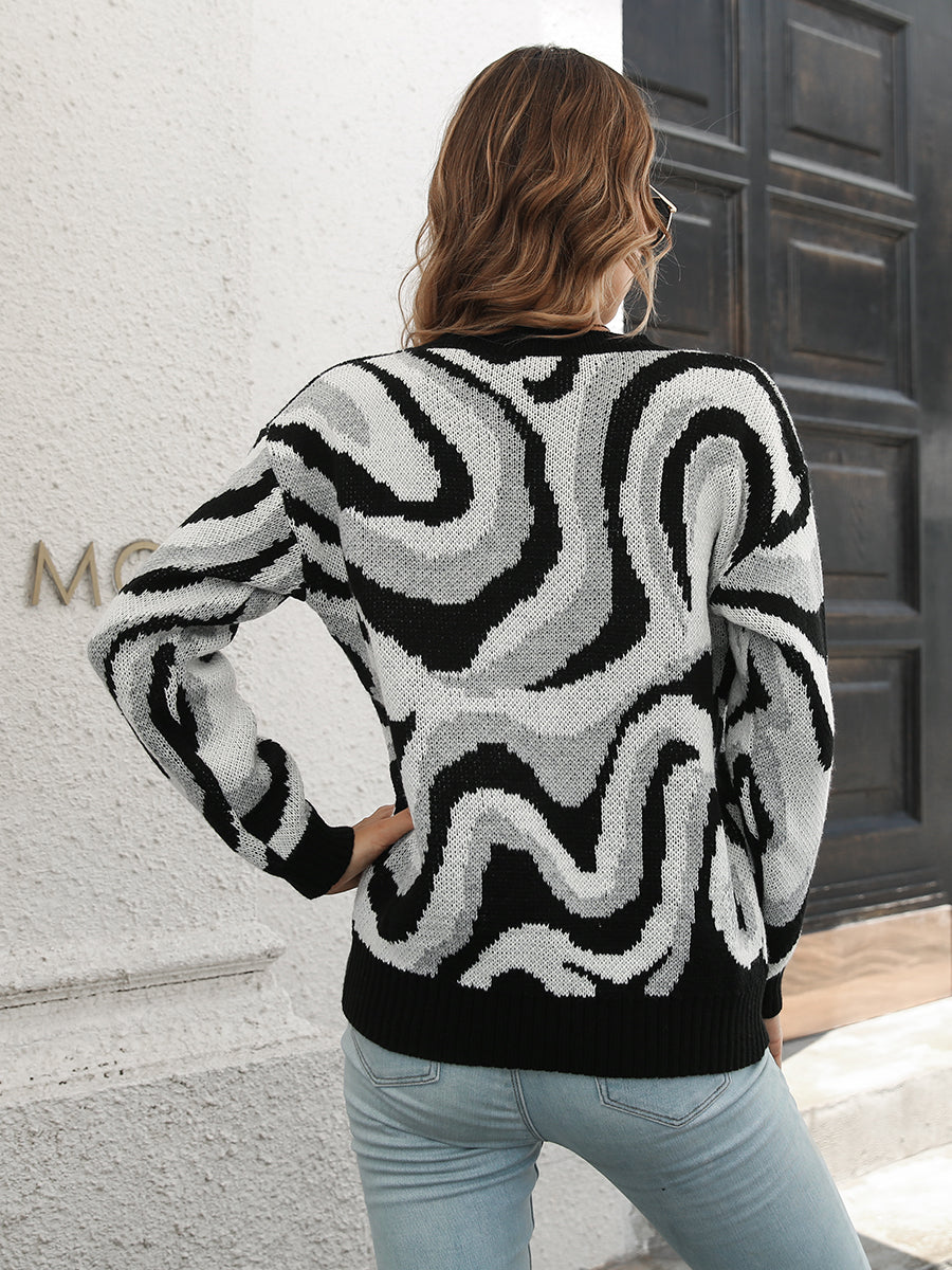 Round Neck Dropped Shoulder Sweater | Sweaters Daverri Fashions