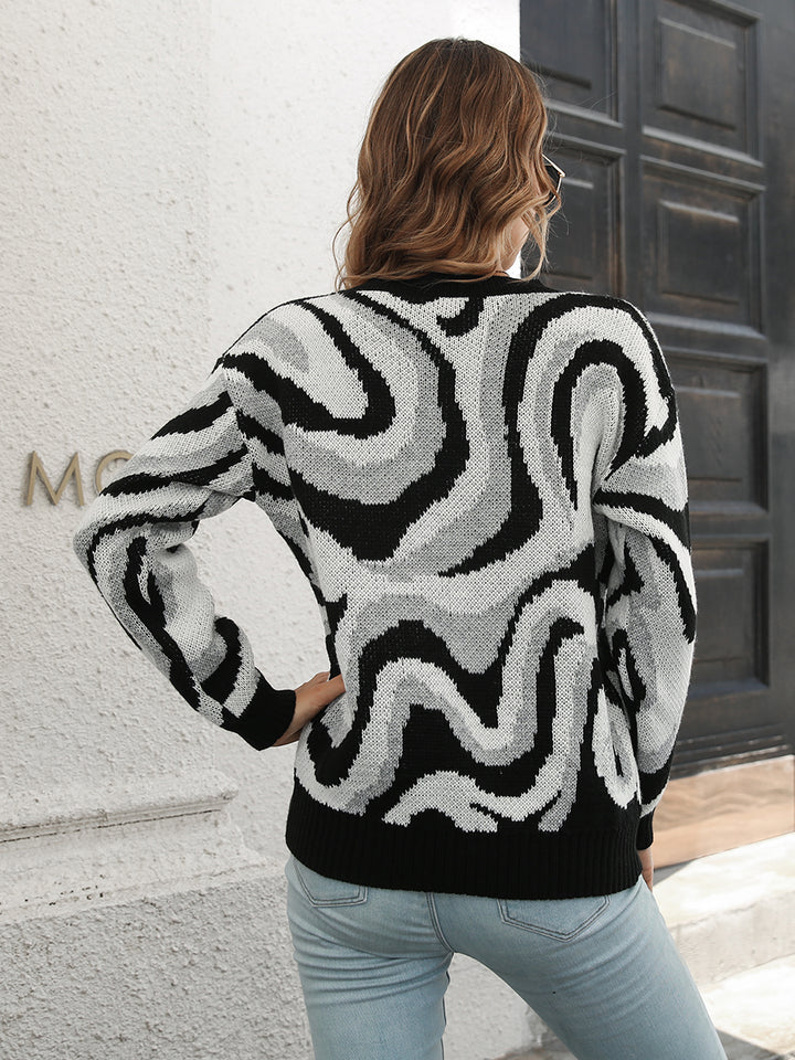 Round Neck Dropped Shoulder Sweater | Sweaters Daverri Fashions