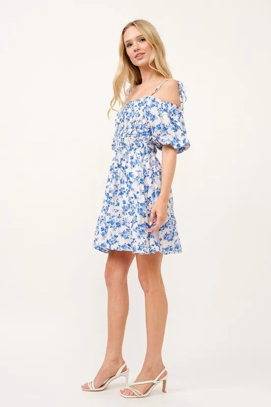 And The Why Off Shoulder Bubble Sleeve Dress Mini Dresses