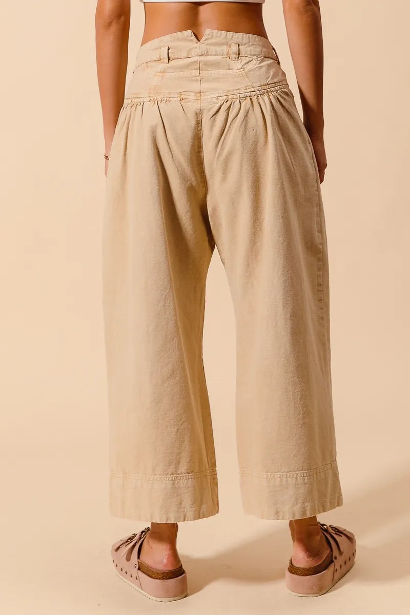 SO ME Mid Rise Wide Leg Chino Pants With Pockets Pants