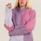 VERY J Color Block Mock Neck Drop Shoulder Sweater Sweaters