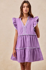 BiBi Gameday Theme Contrast Binding Ruffled Dress | Mini Dresses Daverri Fashions