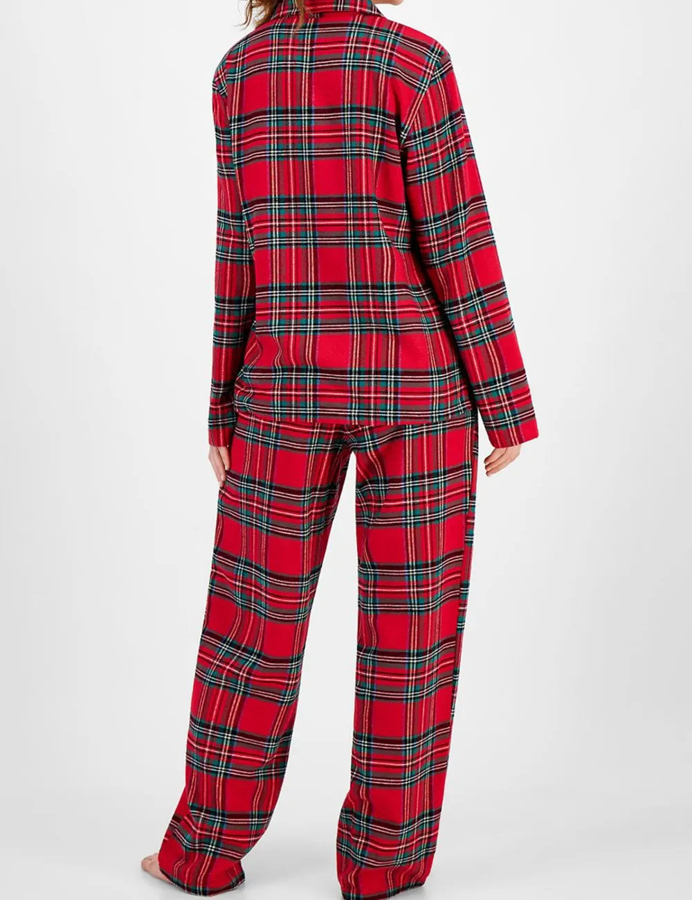 Plaid Collared Neck Button Up Top and Pants Lounge Set | Loungewear Sets Daverri Fashions