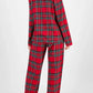 Plaid Collared Neck Button Up Top and Pants Lounge Set - DAVERRI FASHIONS