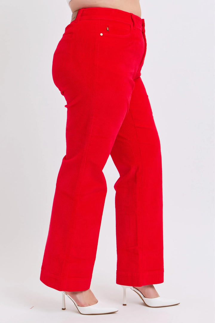 Judy Blue Plus Size High Waist Corduroy Trouser Wide Plus Pants