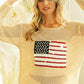 BiBi Sequin American Flag Patch Open Knit Cover Up - DAVERRI FASHIONS