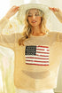 BiBi Sequin American Flag Patch Open Knit Cover Up - DAVERRI FASHIONS