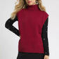 Umgee High-Low Turtleneck Sleeveless Sweater Top - DAVERRI FASHIONS
