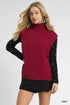 Umgee High-Low Turtleneck Sleeveless Sweater Top - DAVERRI FASHIONS