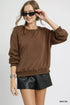 Umgee Round Neck Long Sleeve Fleece Sweatshirt - DAVERRI FASHIONS