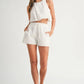MABLE Eyelet Bubble Hem Sleeveless Top and Shorts Set Outfit Sets
