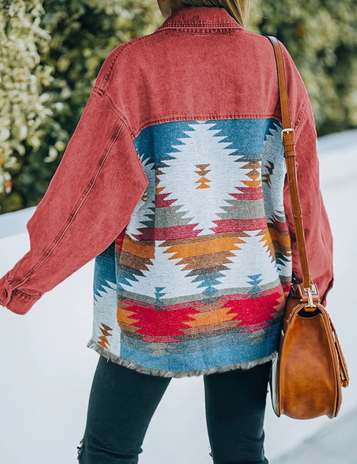 Aztec Print Button Up Jacket | Denim Jackets Daverri Fashions