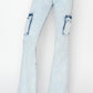 RISEN Full Size High Rise Cargo Flare Jeans Acid Light Cargo Jeans