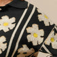 SO ME Floral Stripe Polo Collar Sweater - DAVERRI FASHIONS