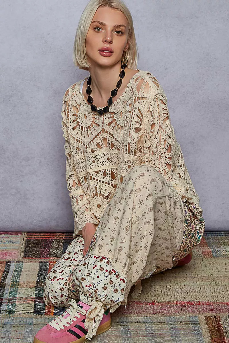 POL Round Neck Weave Knit Pattern Cropped Cover Up | Cover-Ups Daverri Fashions