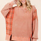 Mittoshop Plaid Panel Mineral Wash French Terry Sweatshirt