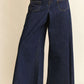 Davi & Dani Patch Pocket Wide Leg Culotte Jeans - DAVERRI FASHIONS