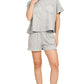 Zenana Halo Snow Washed gray textured cropped top and shorts set