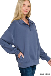 Zenana Scuba Quarter-Zip Sweatshirt | Sweatshirts Daverri Fashions