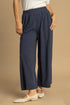 Navy blue Umgee high-waisted wide-leg linen pants with dotted pattern