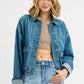 RISEN Oversized Cargo Pocket Denim Jacket with Cuffed Sleeves MEDIUM Denim Jackets