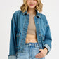 RISEN oversized cargo pocket denim jacket with cuffed sleeves