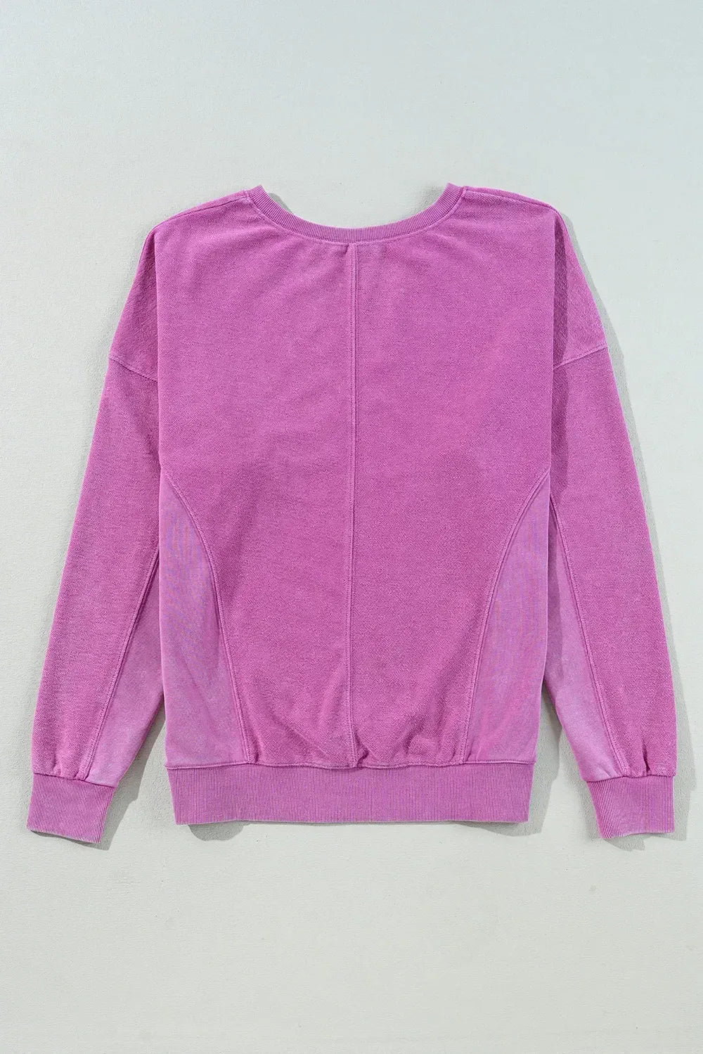 Notched Drop Shoulder Long Sleeve Sweatshirt - DAVERRI FASHIONS