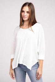 Zenana 3/4 Sleeve Hi-Low Top Shirts & Tops