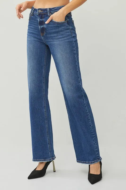RISEN High Rise Straight Jeans | Daverri Fashions