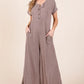 BOMBOM Rib Knit Jumpsuit with Button Detail MOCHA S Jumpsuits