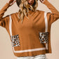 BiBi Mock Neck Sweater with Leopard Pocket CAMEL Sweaters