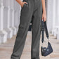 Dark gray Daverri high-waisted cargo jeans with multiple pockets and relaxed fit
