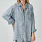 RISEN Distressed Raw Hem Denim Shirt - DAVERRI FASHIONS