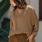 Annie Wear Notched Batwing Sleeve Blouse - DAVERRI FASHIONS