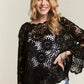 ADORA Bell Sleeve Crochet Top in black lace with floral patterns