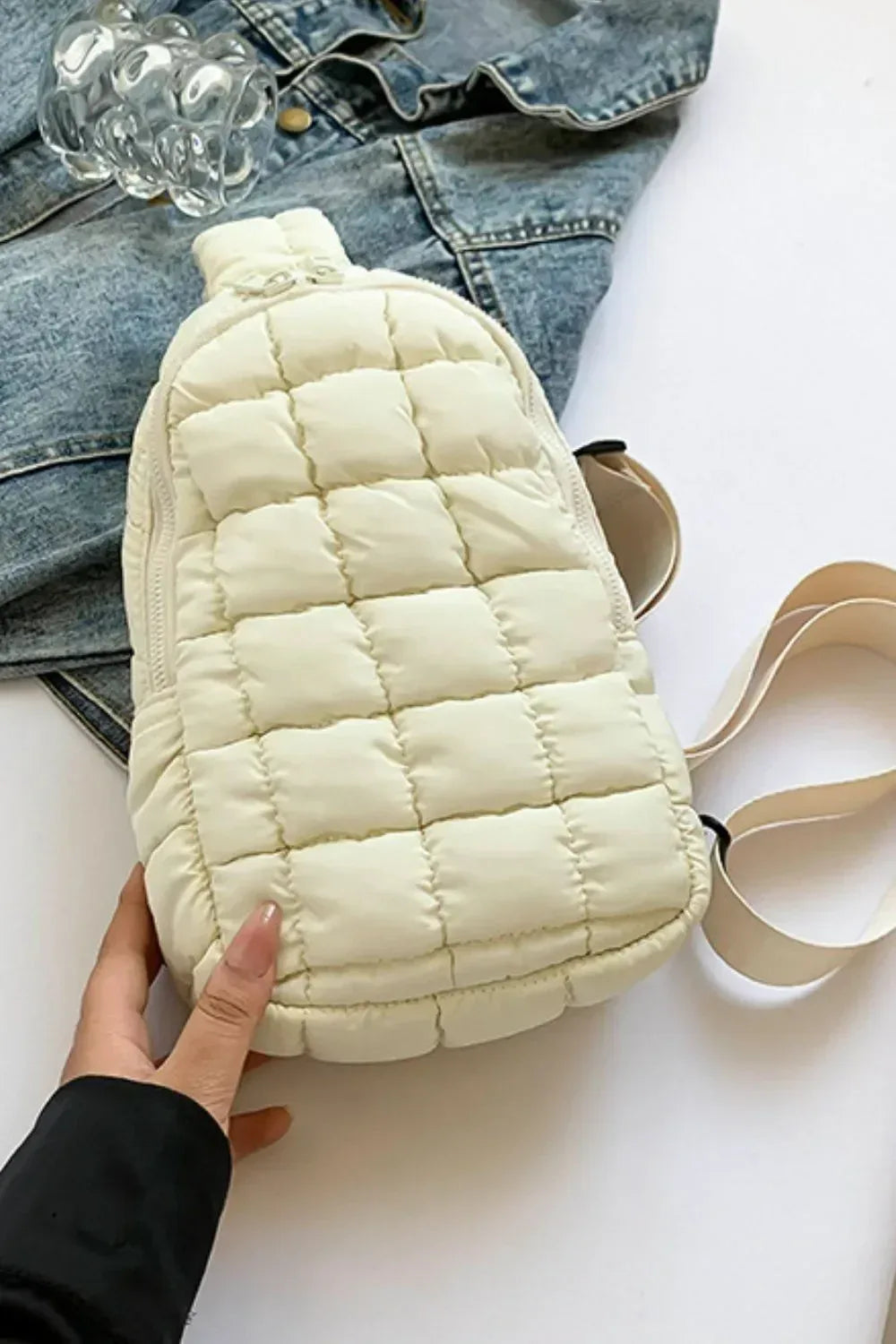Quilted Nylon Crossbody Bag - DAVERRI FASHIONS