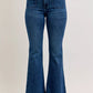 Judy Blue high-waisted dark blue denim flare jeans with front pockets