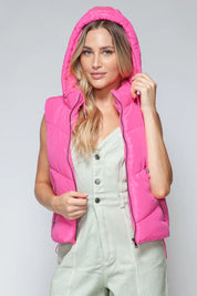 Snobbish Zip Up Quilted Hooded Vest | Vest Jackets Daverri Fashions