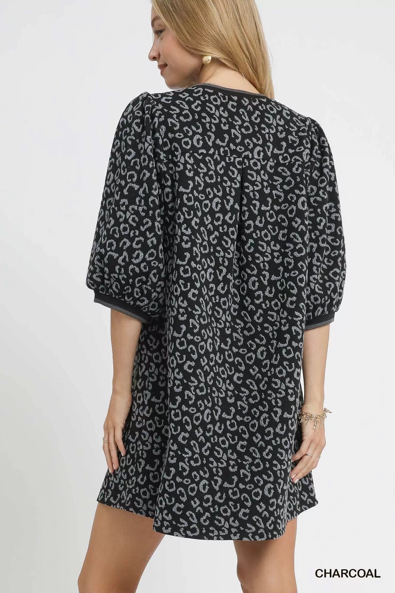 Umgee Leopard Print Jacquard Mini Dress | Mini Dresses Daverri Fashions