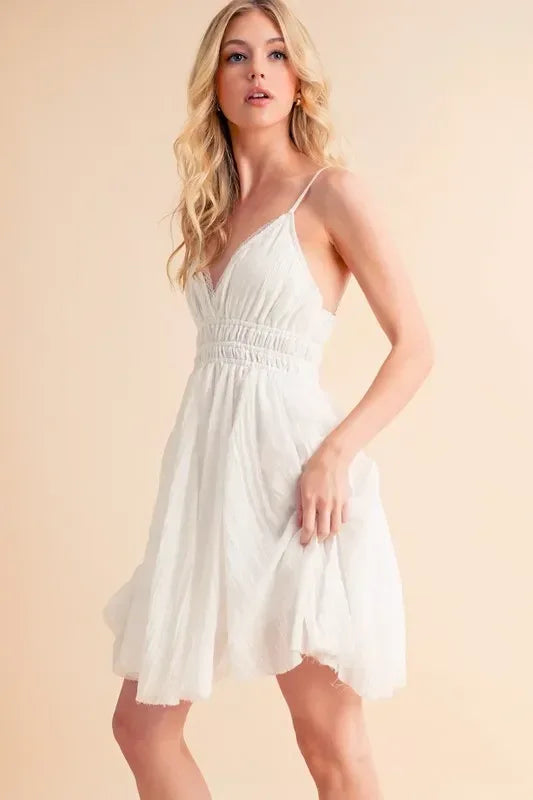 Aemi+Co Lace Detail Mini Cami Dress - DAVERRI FASHIONS