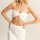 HYFVE Off White Ruched Bra Top and Mini Skirt Set Skirt Sets