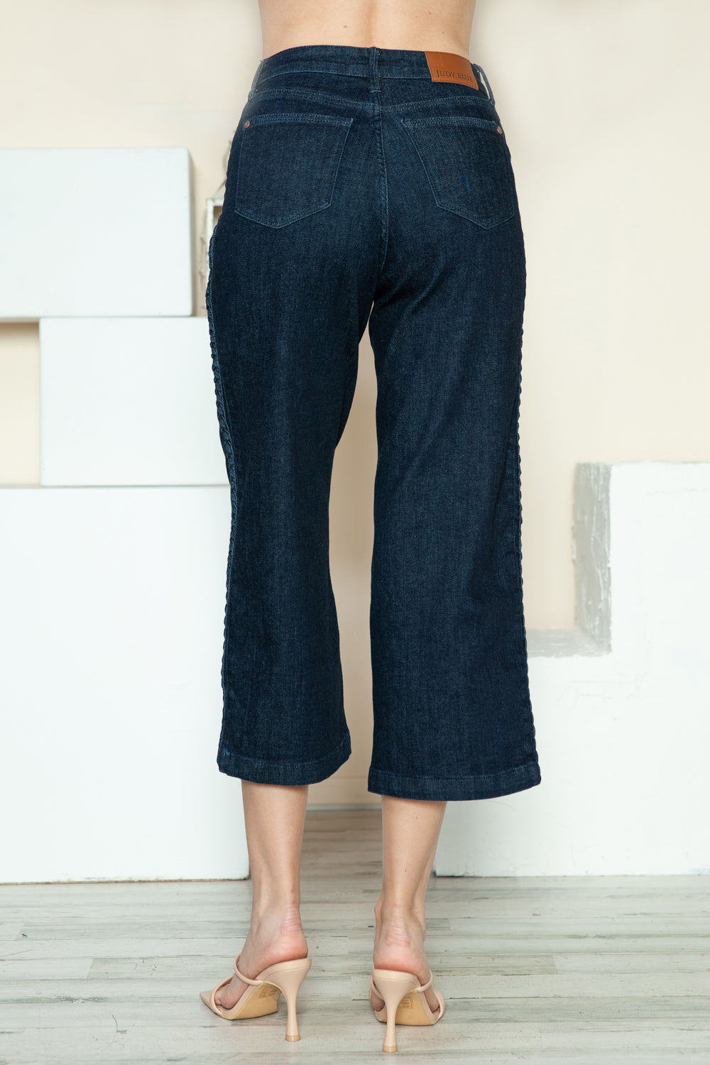 Judy Blue Full Size Side Seam Braid Detail Crop Wide Leg Jeans Jeans