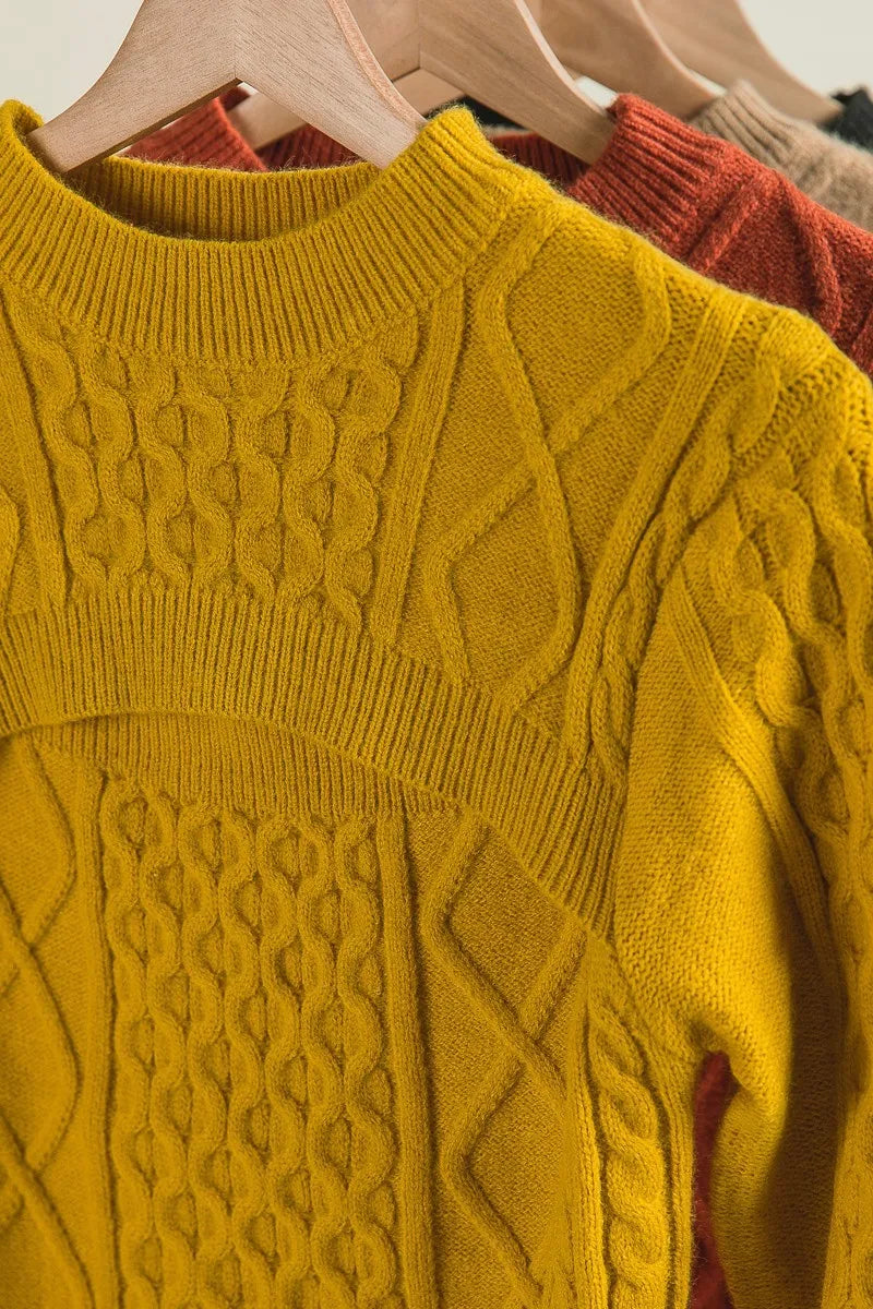 BiBi Cable-Knit Sweater with Cut Out Chest Detail | Daverri Fashions