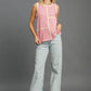 Umgee Round Neck Texture Striped Tank