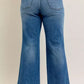 Judy Blue Full Size High Waist Tummy Control Chew Hem Destroy Wide Jeans Plus Size - DAVERRI FASHIONS