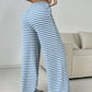 Striped Wide Leg Drawstring Pants - DAVERRI FASHIONS