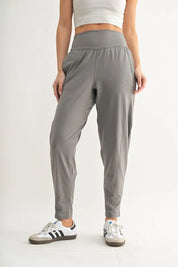 NEW PEWTER MONO B Flowbarrel High Waist Active Pants | Daverri Fashions