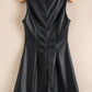 Vegan Leather Sleeveless Mini Dress - DAVERRI FASHIONS