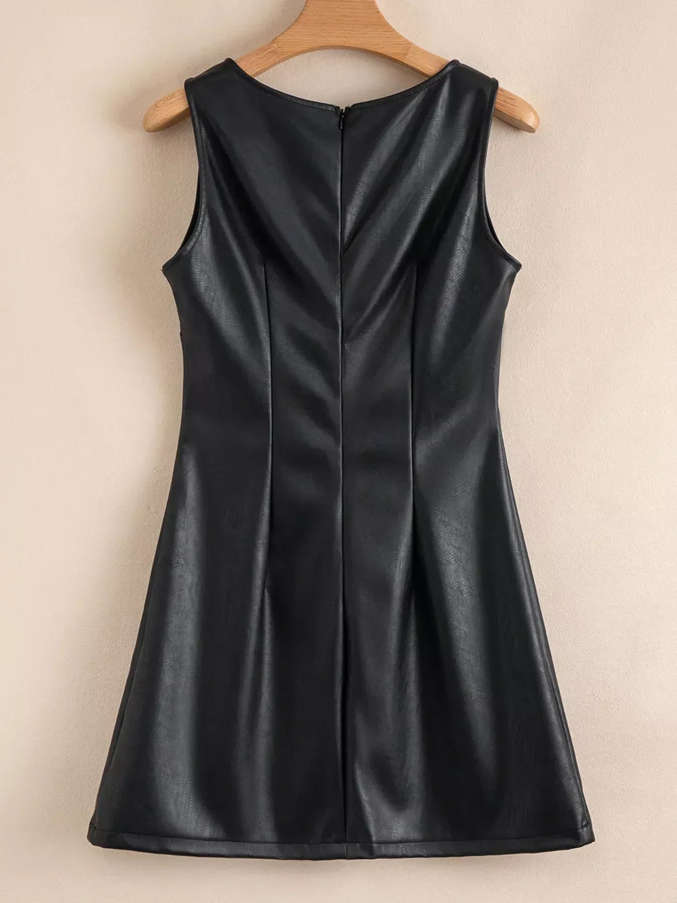 Vegan Leather Sleeveless Mini Dress - DAVERRI FASHIONS